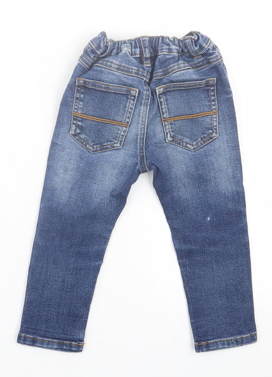 NEXT Boys Blue Cotton Capri Jeans Size 12-18 Months Button