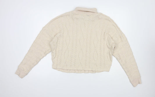 F&F Womens Beige Roll Neck Polyester Pullover Jumper Size 6