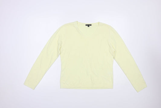 Debbie Morgan Womens Yellow V-Neck Acrylic Pullover Jumper Size M