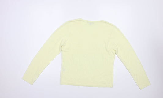 Debbie Morgan Womens Yellow V-Neck Acrylic Pullover Jumper Size M