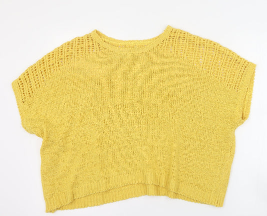 Womens UK Size M Peacocks Yellow Pullover Jumper