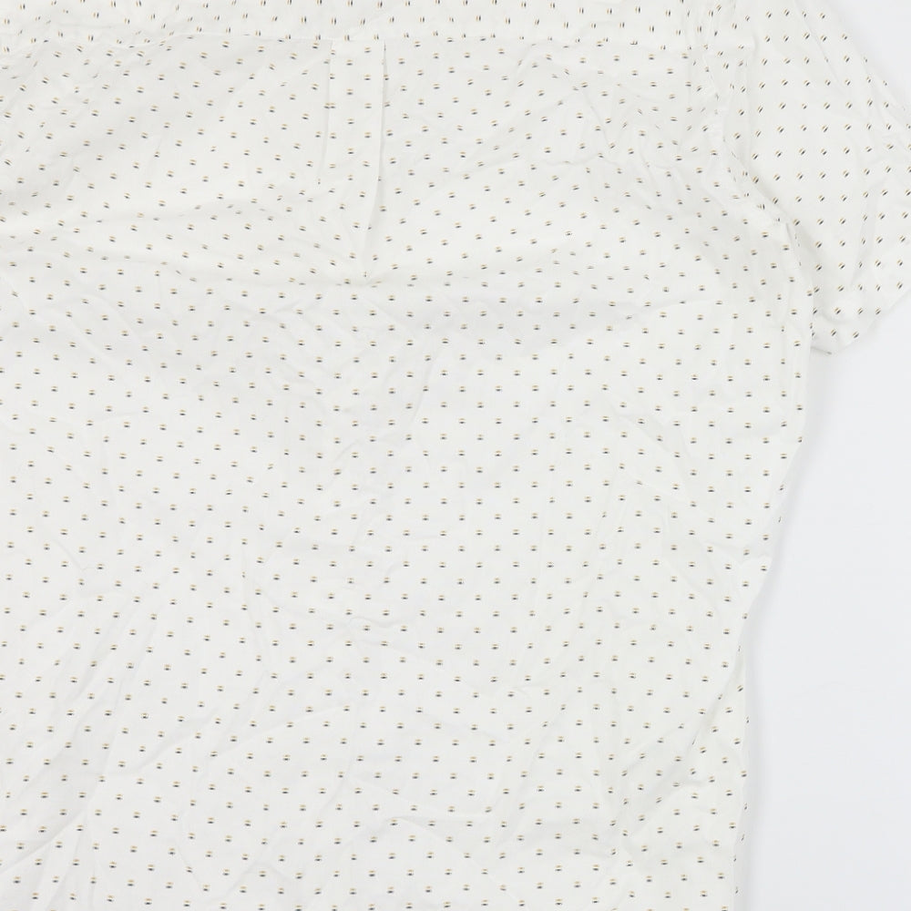 Mens UK Size M Matalan White Button-Up Short Sleeve Casual Shirt
