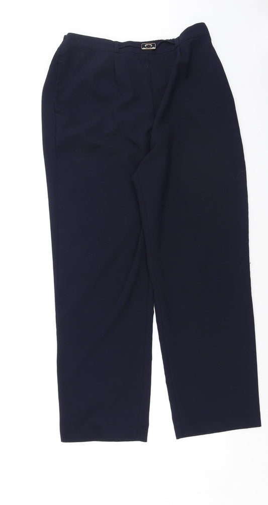 Bonmarché Womens Blue Polyester Trousers Size 14 L26 in Regular