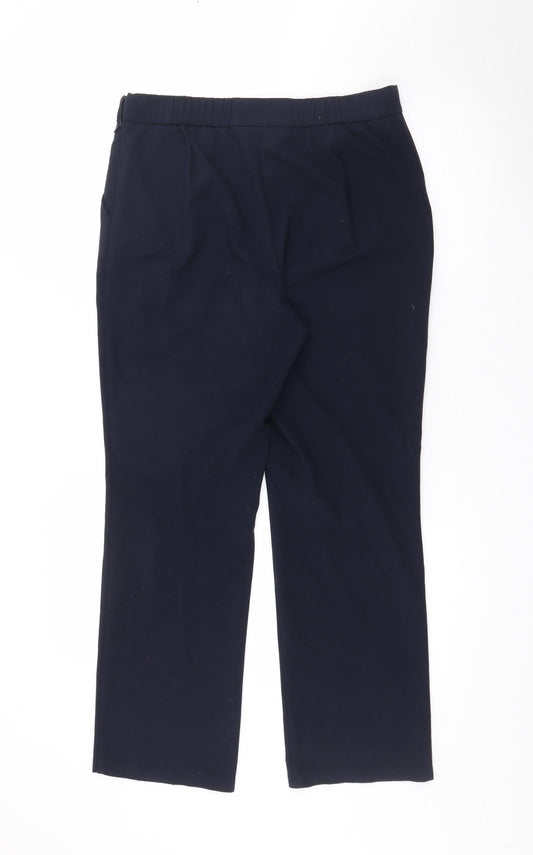 Classic Womens Blue Polyester Trousers Size 12 L29 in Regular