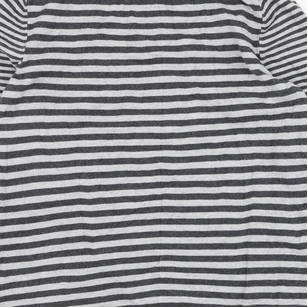 Gap Womens Grey Scoop Neck Striped Cotton Pullover Jumper Size S