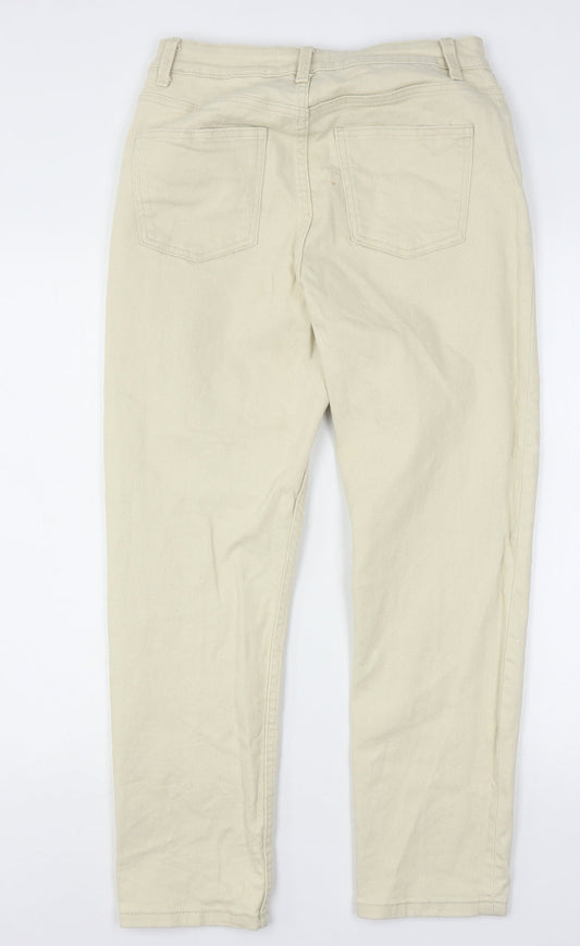 Denim & Co. Womens Beige Cotton Straight Jeans Size 12 L26 in Regular