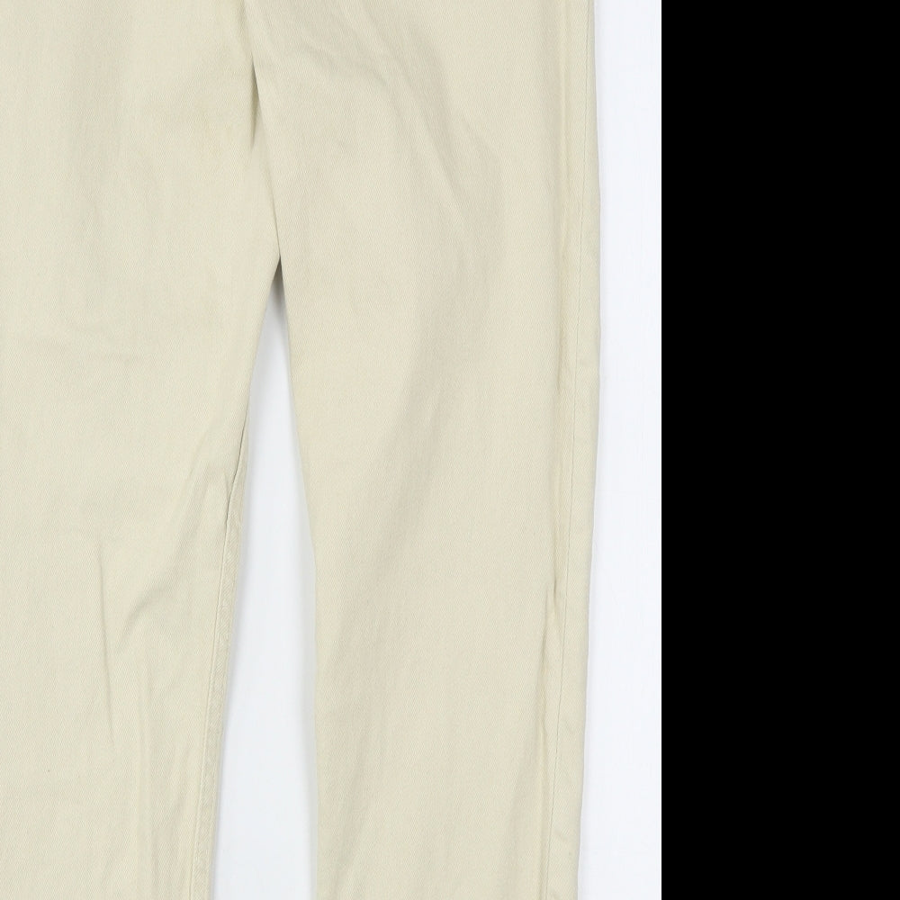 Denim & Co. Womens Beige Cotton Straight Jeans Size 12 L26 in Regular