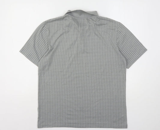 Slazenger Mens Grey Check Polyester Polo Size M Collared