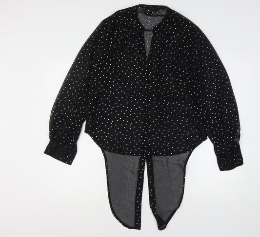 Womens UK Size 8 NEXT Black Basic Button-Up