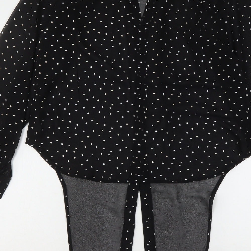 Womens UK Size 8 NEXT Black Basic Button-Up