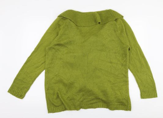 Joanna Hope Womens Green V-Neck Acrylic Cardigan Jumper Size 14