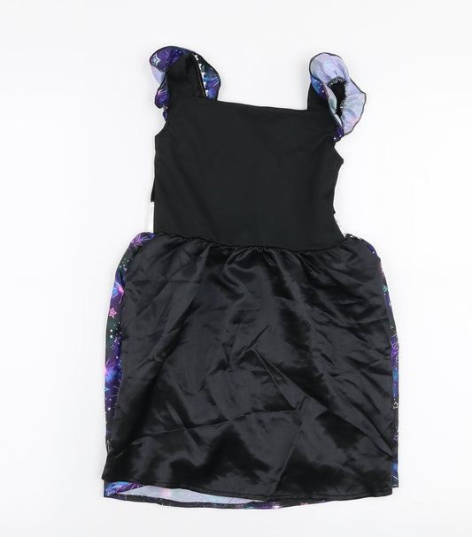 F&F Girls Purple Geometric Polyester Skater Dress Size 3-4 Years Square Neck Pullover - Halloween costume
