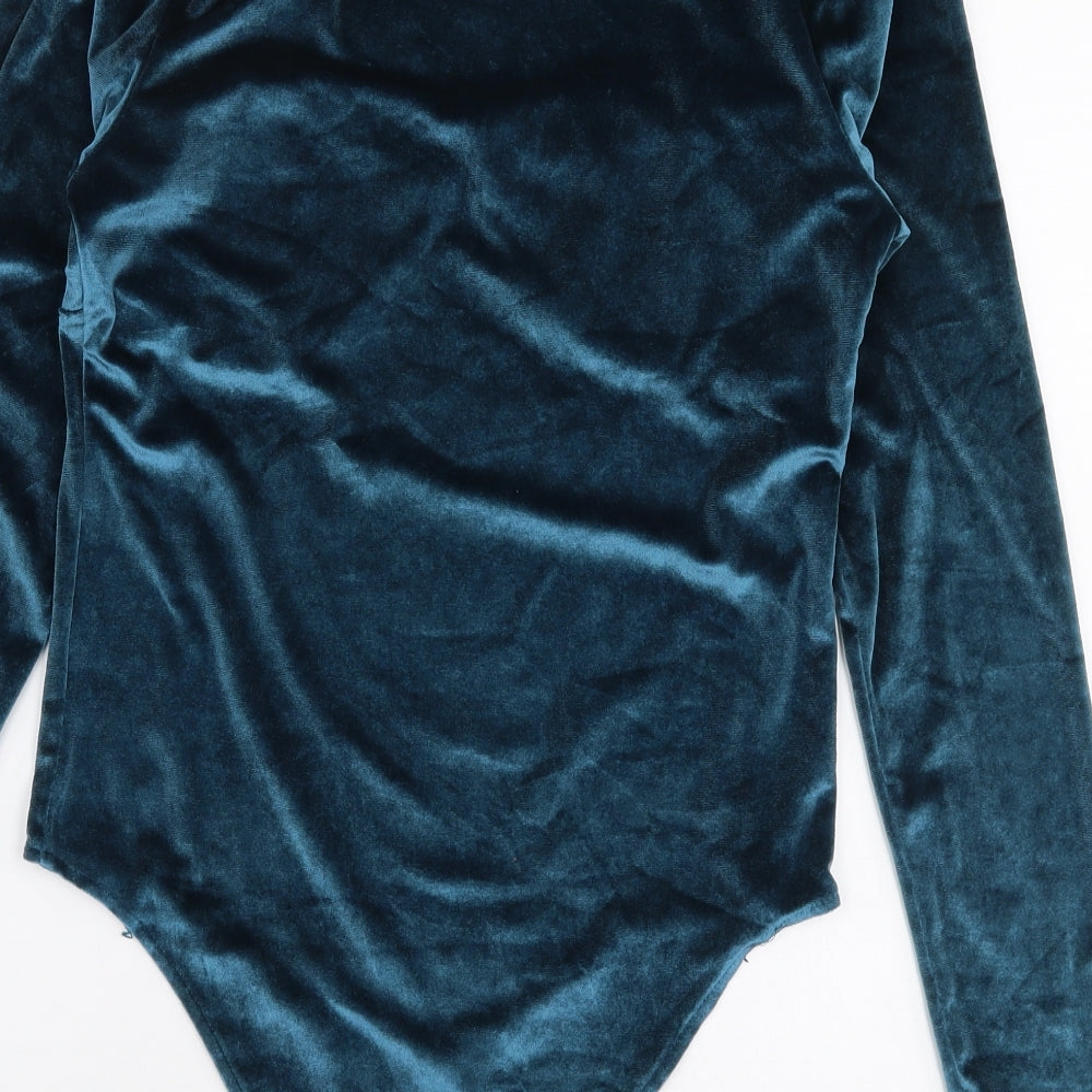 Primark Womens Blue Polyester Bodysuit One-Piece Size S Snap