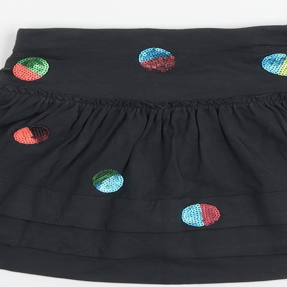 Boboli Girls Black Geometric Viscose Skater Skirt Size 4 Years Regular