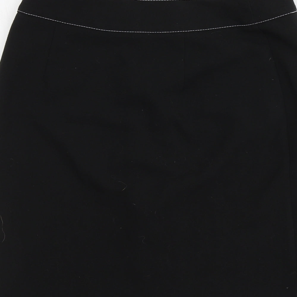 Papaya Womens Black Polyester A-Line Skirt Size 8