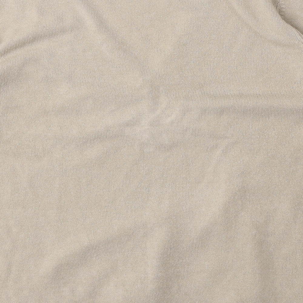 Amelie May Womens Beige V-Neck Acrylic Pullover Jumper Size 18