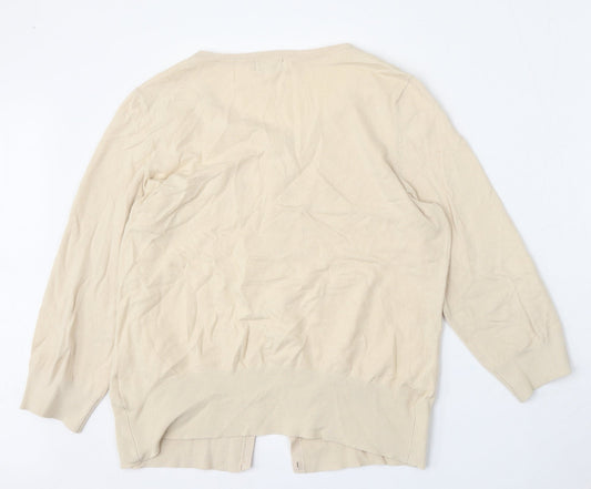 F&F Womens Beige Round Neck Cotton Cardigan Jumper Size 18