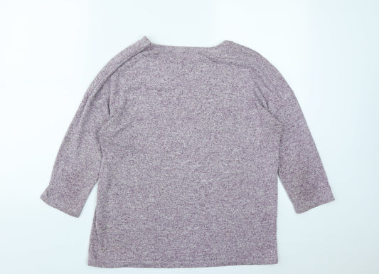 TU Womens Purple Round Neck Viscose Pullover Jumper Size 14