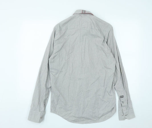 Mens UK Size S Dario Beltran Grey Button-Up Long Sleeve Casual Shirt