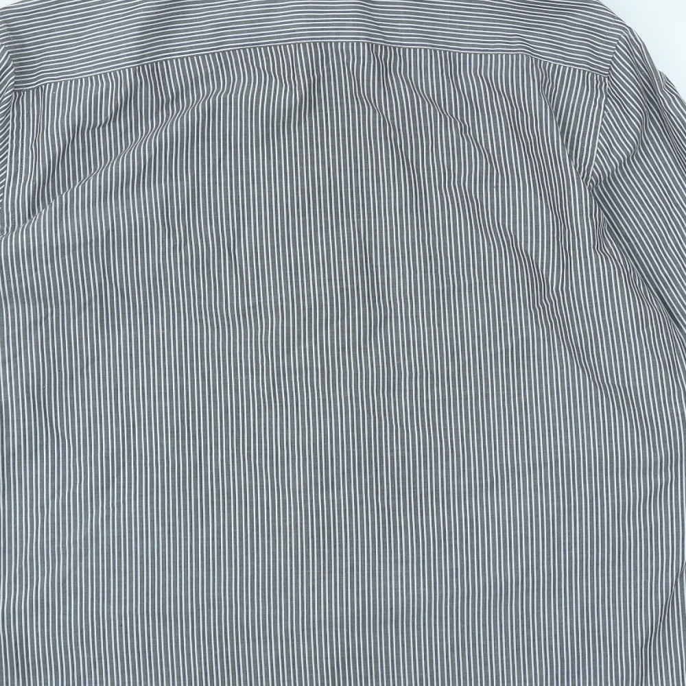 F&F Mens Multicoloured Striped Polyester Button-Up Size 15.5 Collared Button