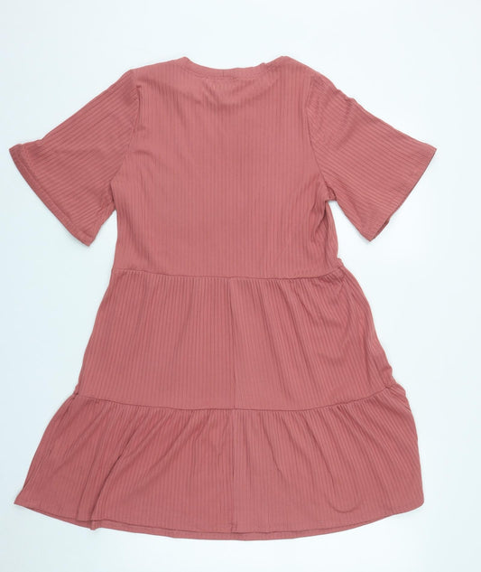 George Womens Pink Polyester Fit & Flare Size 10 Round Neck