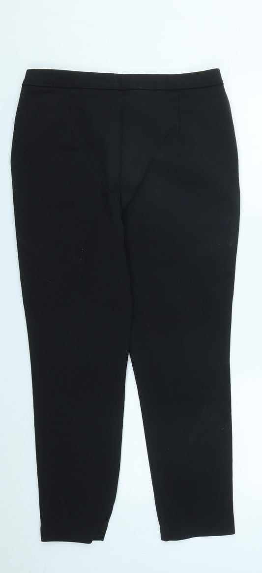 Warehouse Womens Black Polyester Trousers Size 14 L26 in Regular Zip
