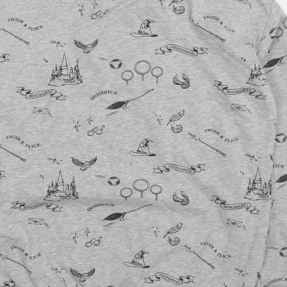 Marks and Spencer Girls Grey Geometric Cotton Pullover Sweatshirt Size 14-15 Years Pullover