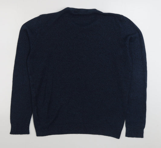 Kensington Mens Blue Round Neck Acrylic Pullover Jumper Size L