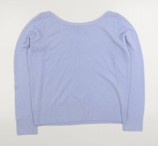 George Womens Purple Boat Neck Acrylic Pullover Jumper Size 18
