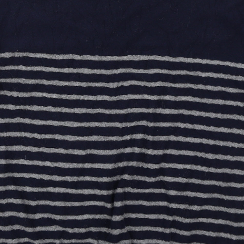 Gap Mens Blue Crew Neck Striped Cotton Pullover Jumper Size L