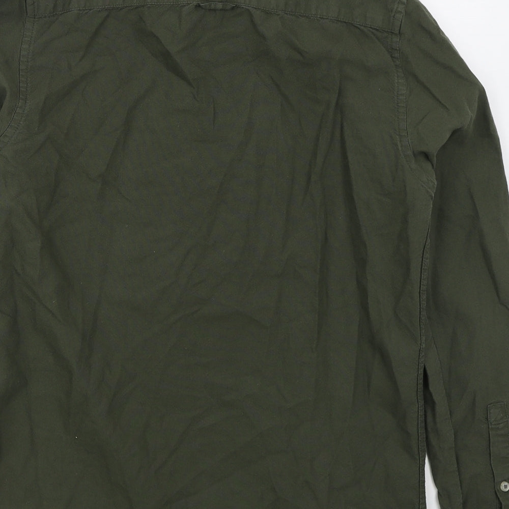 Mens UK Size XS River Island Green Button-Up Long Sleeve Casual Shirt