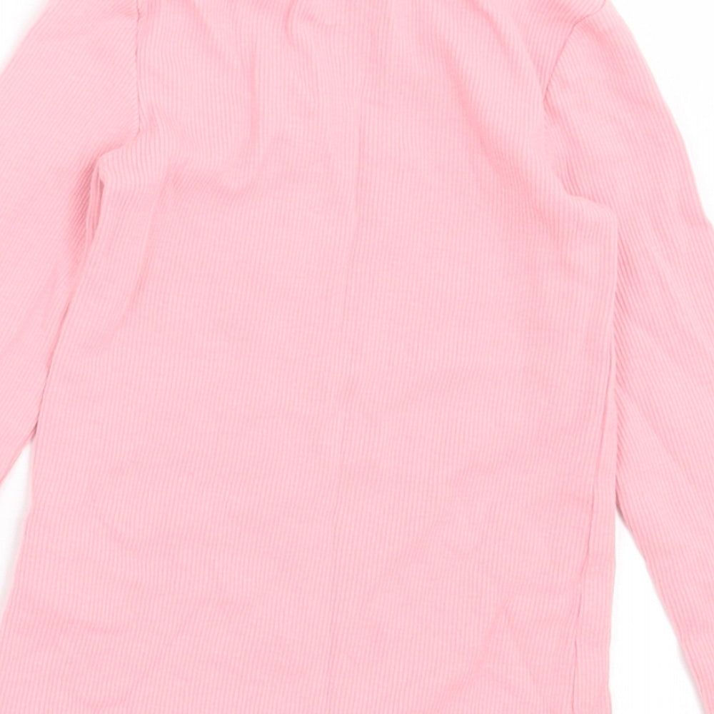 F&F Girls Pink Cotton Basic Casual Size 12-18 Months Crew Neck Pullover - Lettuce Edging