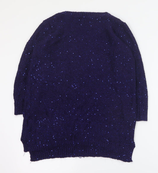 TU Womens Purple Round Neck Polyester Pullover Jumper Size 14