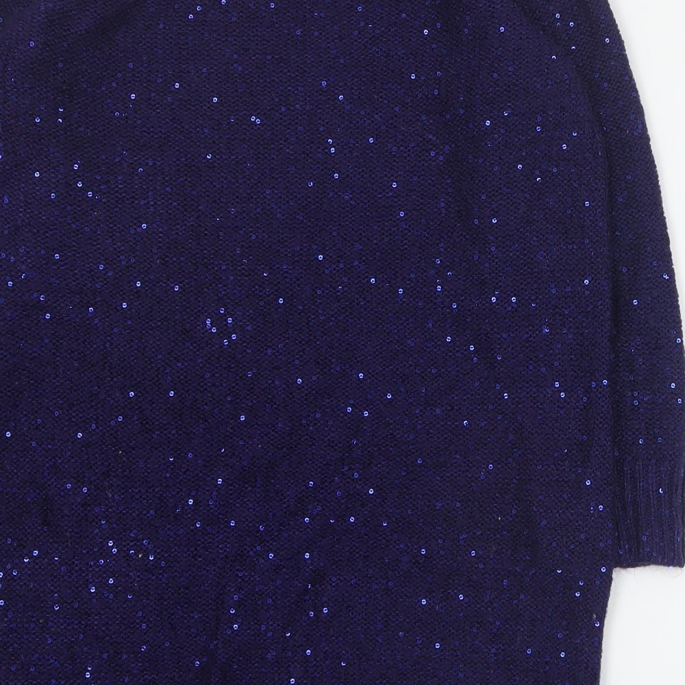 TU Womens Purple Round Neck Polyester Pullover Jumper Size 14