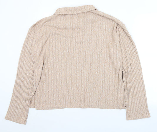 ASOS Womens Beige Collared Viscose Pullover Jumper Size 8
