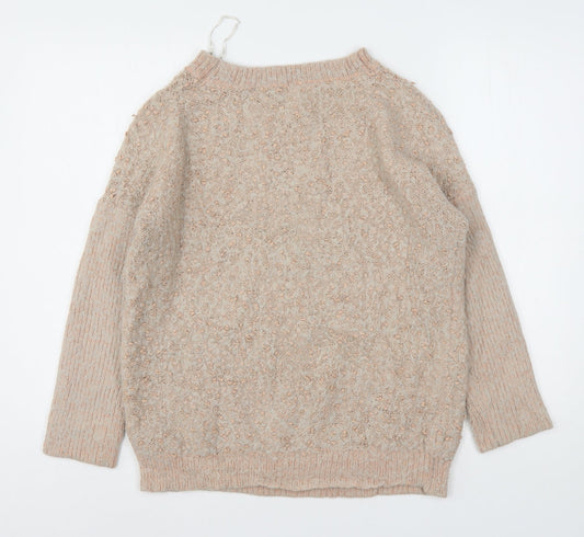 Peacocks Womens Pink Round Neck Polyester Pullover Jumper Size M