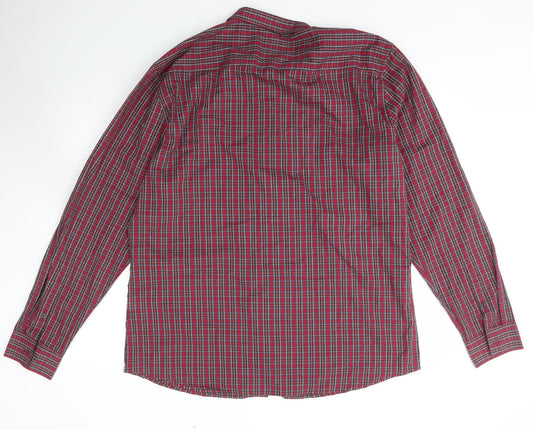 Mens UK Size 2XL Peacocks Red Button-Up Long Sleeve Casual Shirt