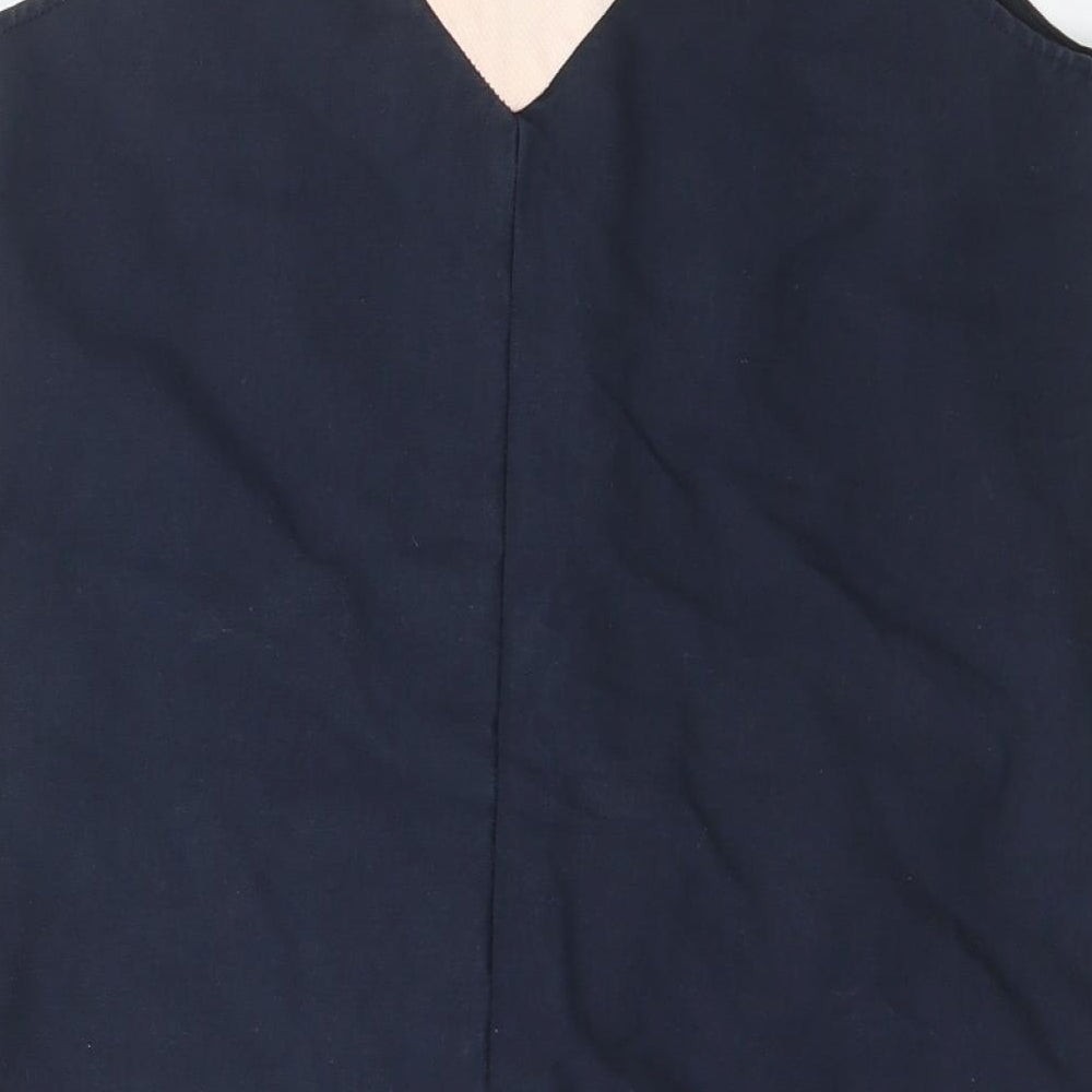 Mademoiselle Tara Womens Blue Cotton A-Line Size 10 V-Neck Zip - Pockets