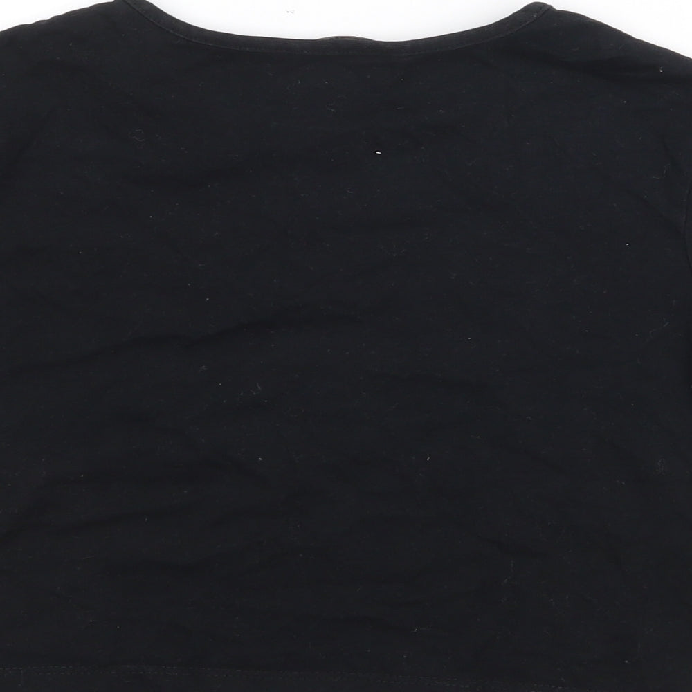 George Girls Black Cotton Pullover T-Shirt Size 6-7 Years Crew Neck