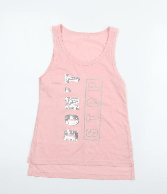 Active Girls Pink Polyester Camisole Tank Size 9-10 Years Scoop Neck