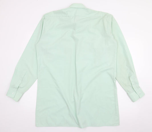 Preworn Mens Green Polyester Button-Up Size 16 Collared Button