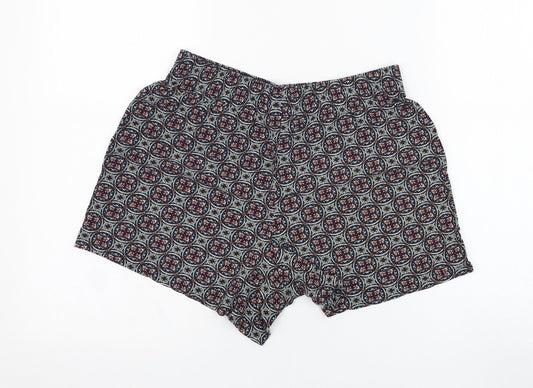 Papaya Womens Blue Geometric Viscose Culotte Shorts Size 8 L4 in Regular