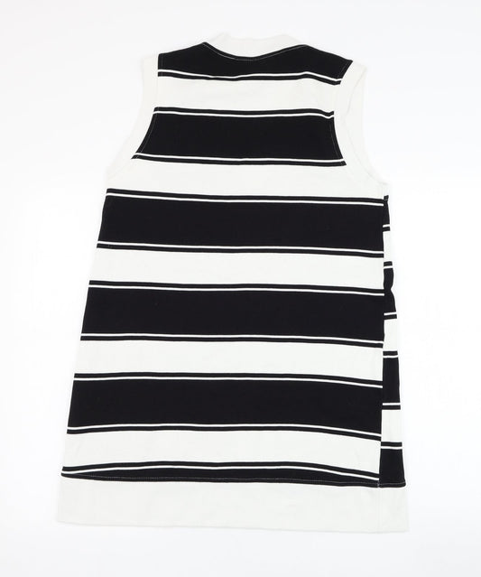 H&M Womens White Striped Cotton Vest Sweatshirt Size M Pullover