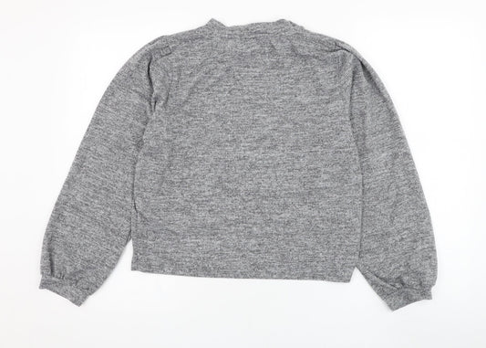 New Look Womens Grey Round Neck Polyester Pullover Jumper Size L