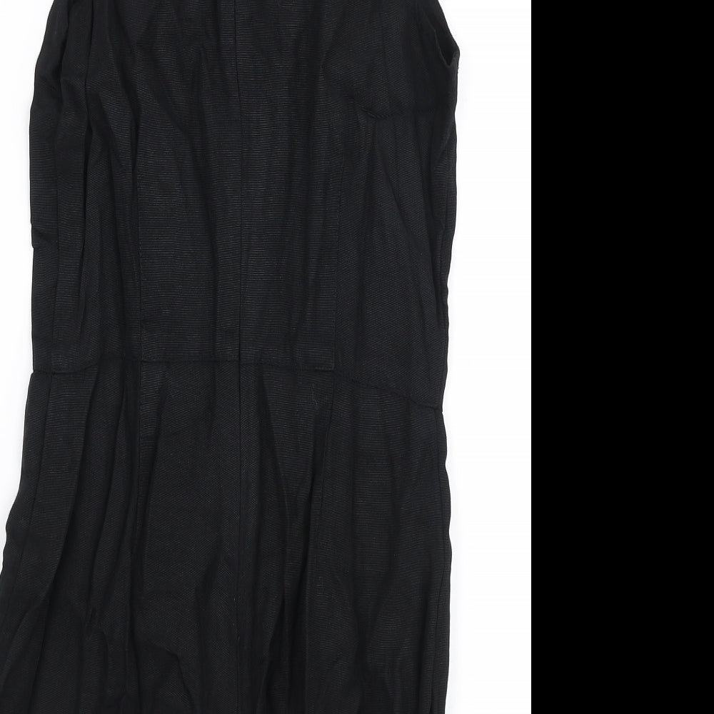Topshop Womens Black Viscose Playsuit One-Piece Size 8 L3 in Zip