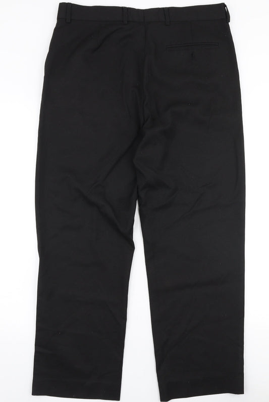 Taylor & Wright Mens Black Polyester Trousers Size 34 in L28 in Regular Zip