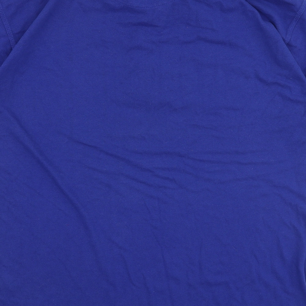 Orn Mens Blue Polyester Polo Size M Collared Button