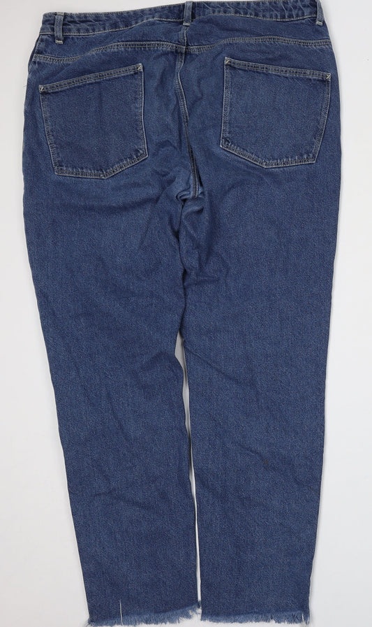 ASOS Womens Blue  Cotton Cropped Jeans Size 40 in L30 in Regular Button