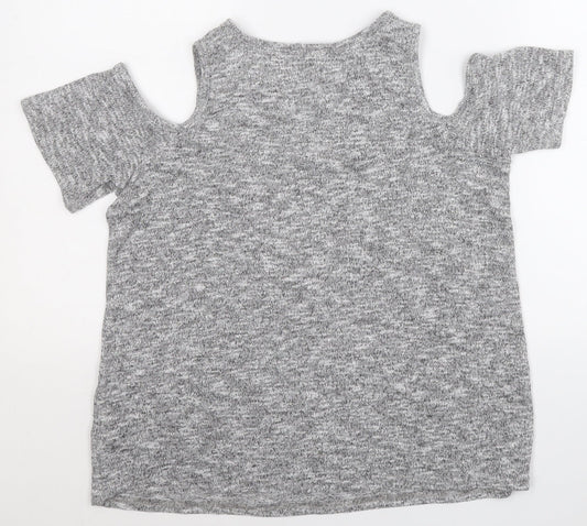 Womens UK Size 6 New Look Grey Basic T-Shirt