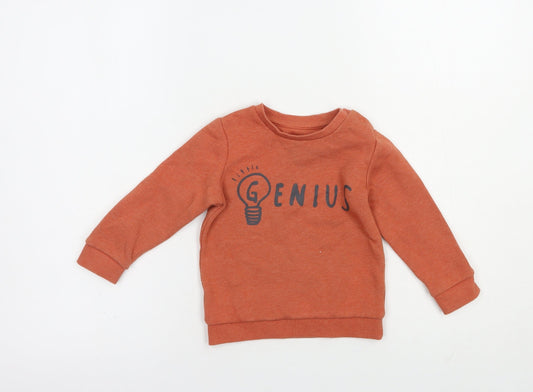 F&F Baby Brown Cotton Pullover Jumper Size 12-18 Months Pullover - Genius